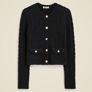 J. Crew 
Odette cable-knit sweater lady jacket in cotton-blend bouclé CB891